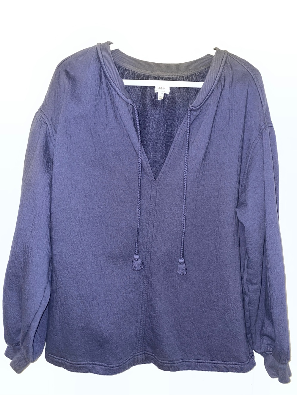 aerie V-Neck Drawstring Pullover Sweater in Dusty Blue